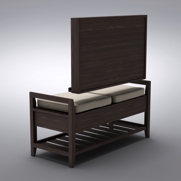 furniture 3d model - Addison Storage Bench with Cushions + Mirror by dddshop